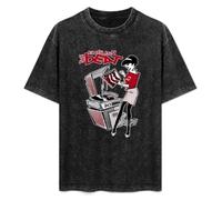 kiapu Antique Wash Shirt T-Shirts for Mens Womens The English Beat Retro Washed Tops Tees Black XL