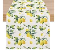 Kiatuniya Camino de Mesa Moderno Limón Centro de Mesa Decoración Naranja y Amarilla Camino de Mesa Primavera Verano Hojas Verdes Lavable para Cocina Mesa de Comedor para Fiestas 40x140 cm