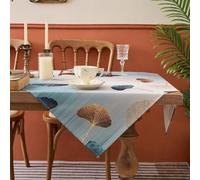 Kiatuniya Mantel Moderno Azul Verde Petróleo Oro Ginkgo Biloba Otoño Manteles de Mesa Decoración Salón Manteles Cuadrados Turquesa Vintage Mantel para Mesa de Cocina Mesa de Comedor 85 x 85 cm