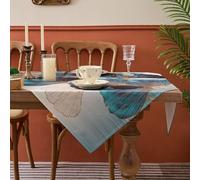 Kiatuniya Mantel Moderno Azul Verde Petróleo Oro Ginkgo Biloba Otoño Manteles de Mesa Decoración Salón Manteles Cuadrados Turquesa Vintage Mantel para Mesa de Cocina Mesa de Comedor 100 x 100 cm