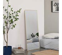 KIAYACI Espejo de Pared de Cuerpo Completo, Espejo de Cuerpo Completo, Espejo de vestidor para Dormitorio, Colgante o apoyado contra la Pared, Marco de aleación de Aluminio (Dorado, 43 x 16 Pulgadas)