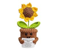 KIAYOO Regalo de Girasol, Decoraciones de Escritorio para el Hogar y la Oficina, Positive Flores de Ganchillo Regalo para Él Ella Hombres Mujeres Amigos Novio Cumpleaños Navidad San Valentín