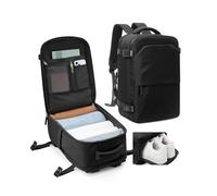 kibachev Ligera Mochila Viaje Cabina Avion 40x20x25 Ryanair Mujer Hombre Mochilas de Viaje Para Avion 20L con Zapatillero Travel Backpack (Negro)