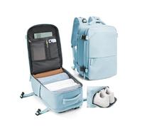 kibachev Ligera Mochila Viaje Cabina Avion 40x20x25 Ryanair Mujer Hombre Mochilas de Viaje Para Avion 20L con Zapatillero Travel Backpack (Azul)