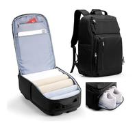 kibachev Mochila Viaje Cabina Avion 45x36x20 Hombre Mochilas de Viaje Cabina con Zapatillero Mochila Portatil Mochila Mujer Trabajo Travel Backpack (Negro)