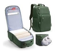 kibachev Mochila Viaje Cabina Avion 45x36x20 Mujer Mochilas de Viaje Cabina con Zapatillero Mochila Portatil Mochila Hombre Trabajo Travel Backpack (Verde)