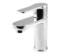 Kibath 151474 Grifo Monomando de Lavabo NAD diseño estilizado y Redondeado. Fabricado en latón y Acabado Cromo Brillo. Incluye herrajes, latiguillos y Cartucho. Repuestos garantizados