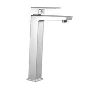 Kibath 153204 Grifo Monomando Ver Alto, Perfecto para lavabos de sobre encimera o Tipo Bol. Fabricado en latón y Acabado Cromo Brillo. Incluye herrajes, latiguillos y Cartucho. Repuestos garantizados