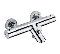 Kibath 153724 Grifo termostático de bañera Bra Sin Equipo. Dispone de botón de Seguridad antiquemaduras. Salida 2 vías de Agua, Cromo Brillo