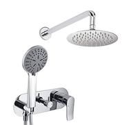 Kibath 423351 Grifo Monomando empotrar SAR. Salida Pared. Incluye: rociador extraplano, Soporte, Flexo, maneral y Brazo Ducha empotrable con Acabado Redondo en Cromo Brillo