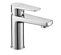 Kibath 427451 Grifo Monomando de Lavabo FUS diseño estilizado y Redondeado. Fabricado en latón y Acabado Cromo Brillo. Incluye herrajes, latiguillos y Cartucho. Repuestos garantizados