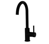 Kibath 440361 Grifo monomando AZA caño alto lacado en color negro mate. Altura total desde la base 36,5 cm. Ideal para fregaderos de cocina o lavabos altos tipo bol. Repuestos garantizados, 1