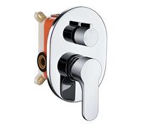 Kibath 446351 Grifo Monomando empotrar Val Salida Pared. Acabado Redondo Cromo Brillo. Incluye Soporte con Toma Agua, Flexo PVC Plateado, Brazo Ducha y rociador extraplano