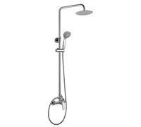 Kibath 449121 Columna Monomando Modelo Pin Tubo Extensible Regulable en Altura de 80 a 120 cm. Incluye Ducha de Mano y rociador con diseño Redondo, Cromo Brillo