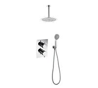 Kibath 463351 Grifo termostático empotrar PO. Salida de 2 vías: Rociador Superior Mano. Ducha empotrable con Acabado Redondeado en Cromo Brillo Fabricada en latón