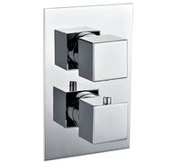 Kibath 473351 Grifo termostático empotrar Abe. Salida de 2 vías: Rociador Superior Mano. Ducha empotrable con Acabado Cuadrado en Cromo Brillo Fabricada en latón