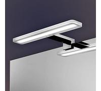 Kibath Aplique Led 30cm 10,2W, indicado para baño. Colocación con Soporte Universal para Espejo, Mueble y camerino. Iluminación fría Uniforme. Fabricado en Aluminio, 10 W, Cromo Brillo, 30