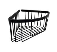 Kibath Cesta de ducha con forma triangular para esquina modelo BLACK. Fabricada en aluminio acabado negro mate. Tiene poco peso y no se oxida