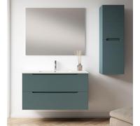 Kibath Conjunto de Mueble de Baño Boreal 80 cm 2 cajones suspendido Acabado Azul Oceano Mate Fabricado en Madera