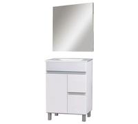 Kibath Conjunto de Mueble de Baño Urban 60 cm 2 cajones y Puerta Acabado Blanco Fabricado en Madera, Grande