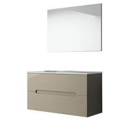 Kibath Conjunto de Mueble de Baño Victoria 80 cm 3 cajones con Patas Acabado Moka Mate Fabricado en Madera, Grande