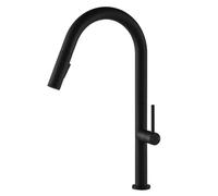 Kibath Grifo monomando de cocina extraible y caño alto color negro mate. Ducha extraíble 2 posiciones, caño imantado para perfecto recogido, Grande