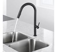Kibath Grifo monomando de cocina extraible y caño alto color negro mate. Ducha extraíble 2 posiciones, caño imantado para perfecto recogido, Grande