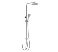 Kibath L403221 Columna GRIFERÍA Extensible de 80 a 120 cm. Se Conecta a grifos estandar. Incluye desviador, 2 flexos de 60cm y 175cm, Ducha de Mano hidromasaje y rociador Redondos, Cromo Brillo