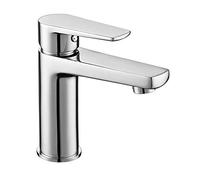Kibath L424451 Grifo Monomando de Lavabo AST diseño estilizado y Redondeado. Fabricado en latón y Acabado Cromo Brillo. Incluye herrajes, latiguillos y Cartucho. Repuestos garantizados