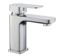 Kibath L444251 Grifo Monomando de Lavabo CHE diseño estilizado y Cuadrado. Fabricado en latón y Acabado Cromo Brillo. Incluye herrajes, latiguillos y Cartucho. Repuestos garantizados