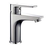 Kibath L456551 Grifo Monomando de Lavabo DEN diseño estilizado y Redondeado. Fabricado en latón y Acabado Cromo Brillo. Incluye herrajes, latiguillos y Cartucho. Repuestos garantizados