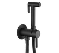 Kibath L474651 Grifo para el WC, Black higiene íntima para sustitución del Bidet, Monomando Agua fría y Caliente con Ducha de Mano. Diseño Redondo, Negro Mate