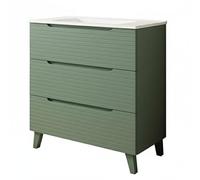 Kibath Mueble de Baño con Lavabo Boreal 100 cm 3 cajones con Patas Acabado Verde Lago Mate Fabricado en Madera, Grande