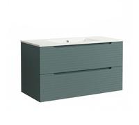Kibath Mueble de baño con Lavabo Boreal 100x45 cm Acabado Azul Oceano Mate 2 cajones suspendido