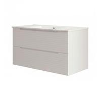 Kibath Mueble de baño con Lavabo Boreal 100x45 cm Acabado Blanco Mate 2 cajones suspendido
