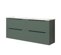 Kibath Mueble de baño con Lavabo Boreal 120x45 cm Acabado Verde Lago Mate 2 cajones suspendido