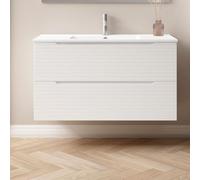 Kibath Mueble de Baño con Lavabo Boreal 80 cm 2 cajones suspendido Acabado Blanco Mate Fabricado en Madera