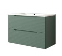 Kibath Mueble de Baño con Lavabo Boreal 80 cm 2 cajones suspendido Acabado Verde Lago Mate Fabricado en Madera