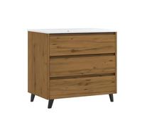 Kibath Mueble de baño con Lavabo SIREX 80x45 cm Acabado Teca Claro Mate 3 cajones con Patas