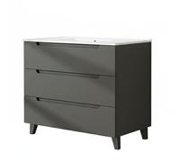 Kibath Mueble de Baño con Lavabo Victoria 100 cm 3 cajones con Patas Acabado Grafito Mate Fabricado en Madera, Grande