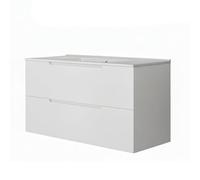 Kibath Mueble de Baño con Lavabo Victoria 80 cm 2 cajones suspendido Acabado Blanco Mate Fabricado en Madera, Grande