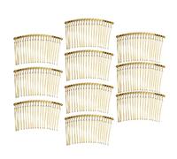 KiBcsLic 10 Piezas 20 Accesorios para El Cabello DIY Suministros de Joyería Placa con Clips Insertados Peineta Peinetas para 8.5X4.5cm, Oro