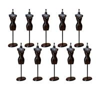 KiBcsLic 10 Piezas de Maniquí en Miniatura a Escala 1/6 para Faldas de Muñecas, Soportes para Cuerpos de Maniquíes, Regalo para Niños, Perchas para Ropa Y Exhi, Negro