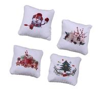 KiBcsLic 4 Piezas de Almohada navideña en Miniatura para casa de muñecas, cojín en Miniatura, Escena de Vida clásica