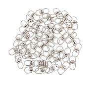 KiBcsLic 50 Conectores Giratorios para Llaveros, Eslabones de Dos Extremos para Llaveros, Plata 15mm