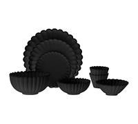 KiBcsLic 8 Piezas Vajilla Miniatura Casa de Muñecas Platos Tazas Servicio de Mesa Función Ornamental Plástico PVC Adecuado para Escenas Infantiles y, Negro