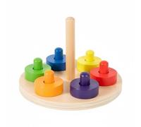 KiBcsLic Anillo Apilable de Colores Aprendizaje Temprano Anillos Apilables de Madera Estimulación Cognitiva Juego Aros Apilables para Aula