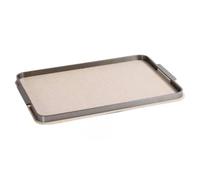 KiBcsLic Bandeja Decorativa con Asas Metal Texturizada Bandeja Cuero y Metal Organizadora para Recibidor, 49.5 34.5 2.5 CM, GT-D154 Negro Cepillado Galvanizado - Beige Grande