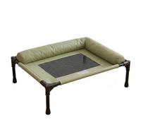 KiBcsLic Bed Cama para Mascotas Elevada con Panel de Malla Aireada Bordes Suaves y Estructura Metálica Firme Adecuado para en Hogar y Jardín, Verde, M