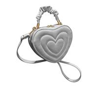 KiBcsLic Bolso de hombro con forma de corazón de piel sintética, bonito y pequeño, elegante, para mujer, regalo, Plata
